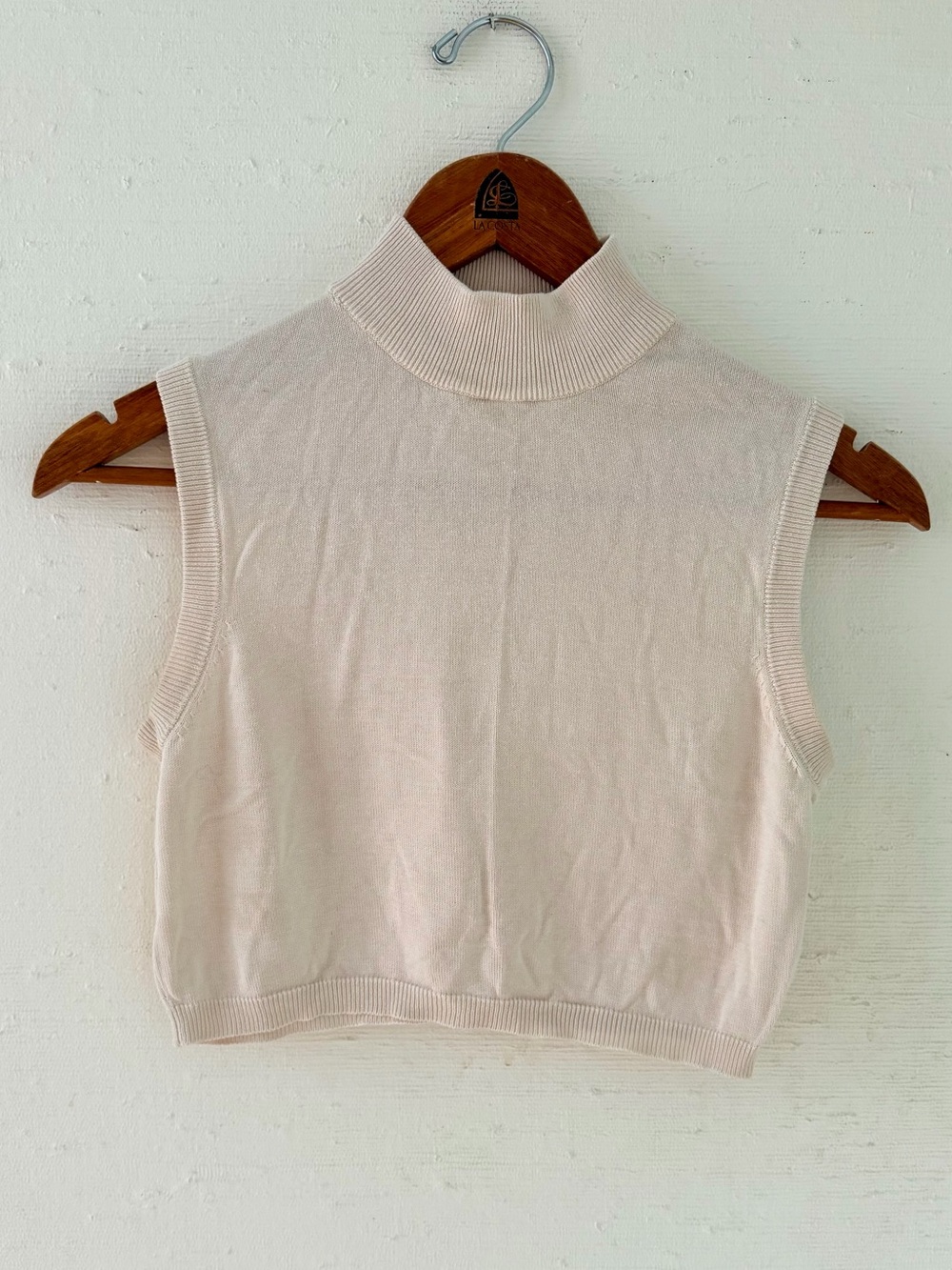 100% silk Sleeveless mock neck Crop Top